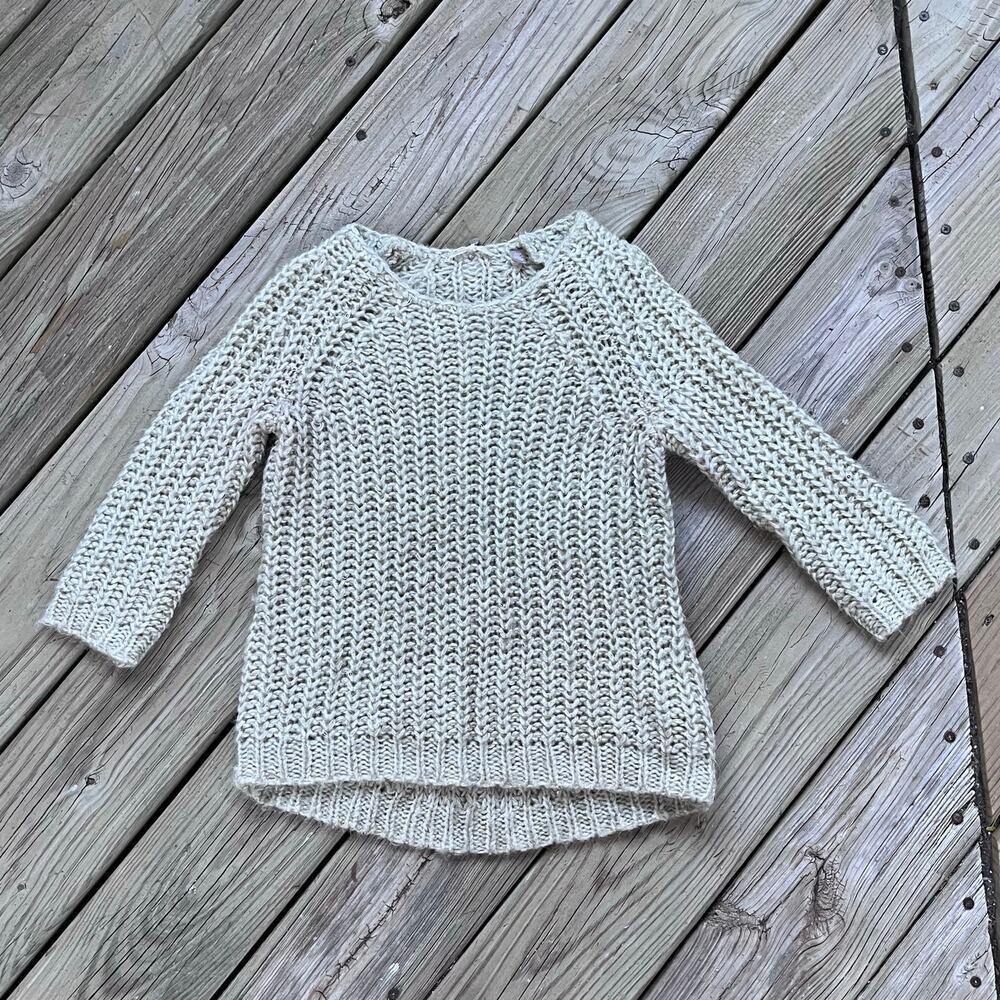 Anthropologie Knitted & Knotted Women's Chunky Knit Beige Sweater Size XXSP